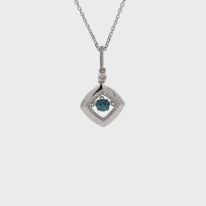 0.31 ct Natural Blue Diamond Pendant | 0.10 ctw Natural Side Diamonds | 14k White Gold.