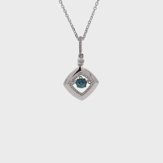 0.31 ct Natural Blue Diamond Pendant | 0.10 ctw Natural Side Diamonds | 14k White Gold.