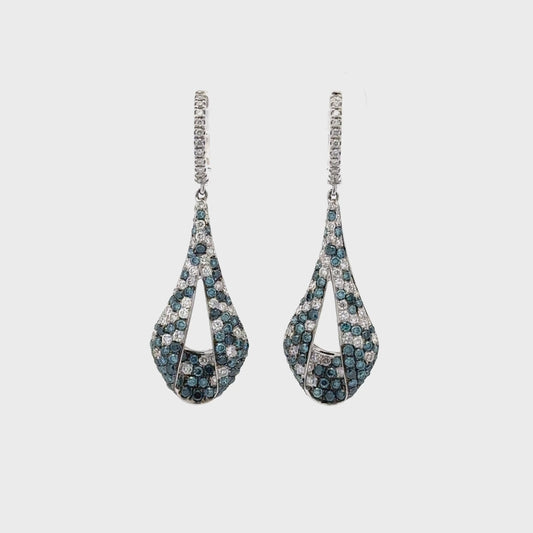2.06 ct Natural Blue Diamonds | 1.44 ct Natural Diamonds | 14k White Gold.