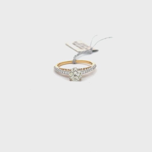 1.09ctw Natural Diamond Ring | 0.76ct Round Center | 18K YW Gold.