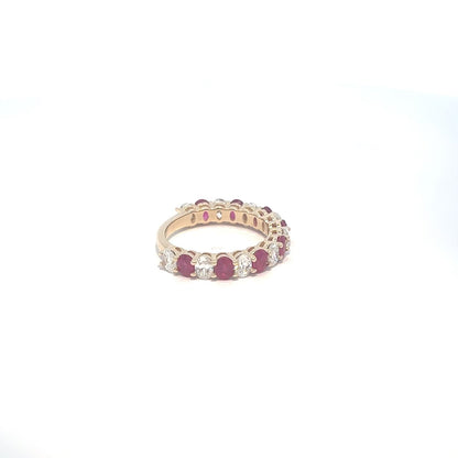 1.79 ct Natural Burmese Rubies Band | 1.33 ct Lab-Grown Diamonds | 14k Yellow Gold