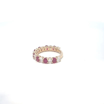 1.79 ct Natural Burmese Rubies Band | 1.33 ct Lab-Grown Diamonds | 14k Yellow Gold
