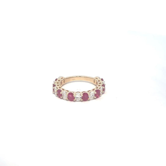 1.79 ct Natural Burmese Rubies Band | 1.33 ct Lab-Grown Diamonds | 14k Yellow Gold